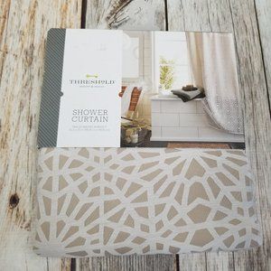 Threshold Geometric Burnout Shower Curtain Lined 72x72 Tan White